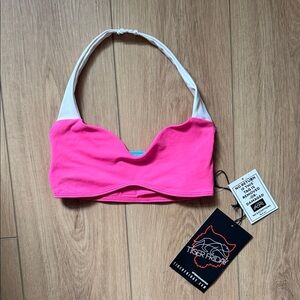 Tiger Friday Pink and White Women's Top